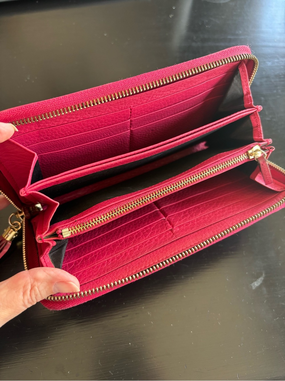 Gucci Pink Leather Zip-Around Wallet with Tassel - Picture 7 of 10